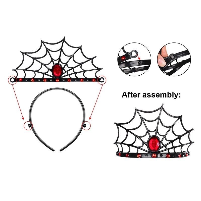 現貨台灣-萬聖節髮箍/吸血鬼髮箍/蜘蛛髮箍/魔女髮箍/紅寶石蜘蛛髮箍/蜘蛛網髮箍-細節圖3