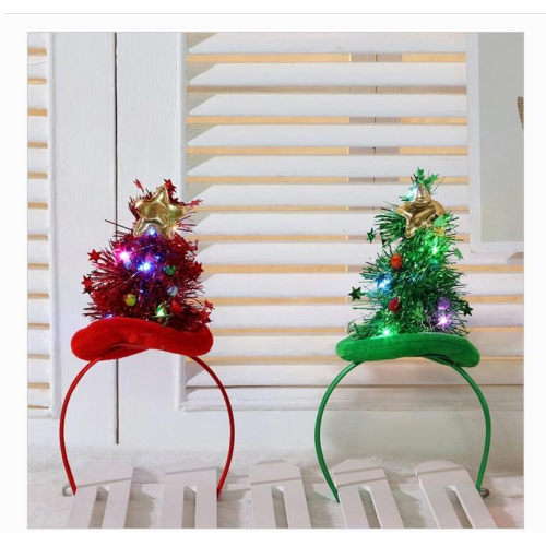 ☆瘋狂派對☆聖誕節服裝配件/聖誕節髮箍/聖誕帽/聖誕髮箍/聖誕樹髮箍/LED發光聖誕樹髮箍