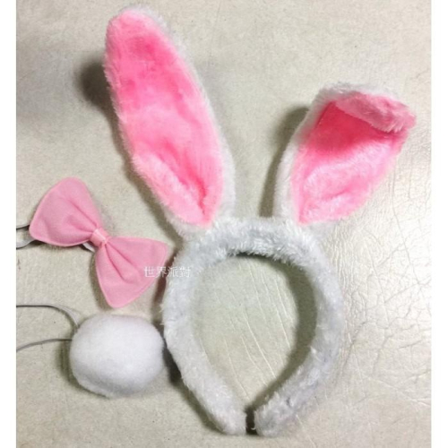 現貨台灣-兔年裝飾品/兔女郎/兔子髮箍/兔耳髮箍/~絨毛素面兔耳三件組