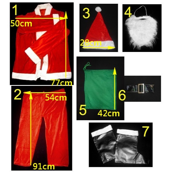 現貨台灣-聖誕老公公裝,聖誕節服裝,/大人變裝服-絨布聖誕老公公全套七件組-細節圖2