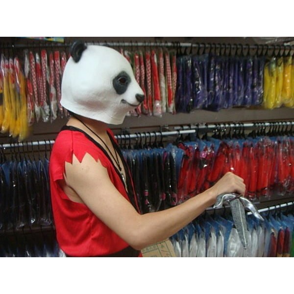 現貨台灣-,動物面具/乳膠熊貓面具/熊貓頭套/熊貓乳膠面具-細節圖2