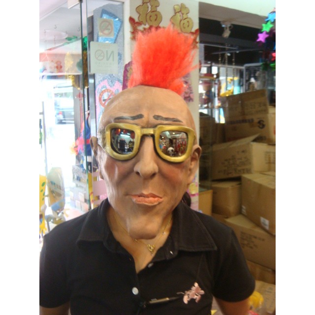 現貨台灣-萬聖,年終尾牙,可愛,恐怖,搞笑面具.乳膠面具/龐克帶墨鏡面具-細節圖2
