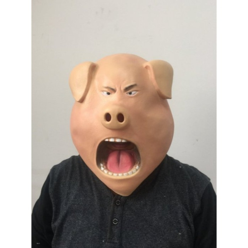 現貨台灣-歡樂好聲音面具/動物面具/動物頭套/搞笑豬面具/小眼豬頭套/大嘴豬乳膠面具