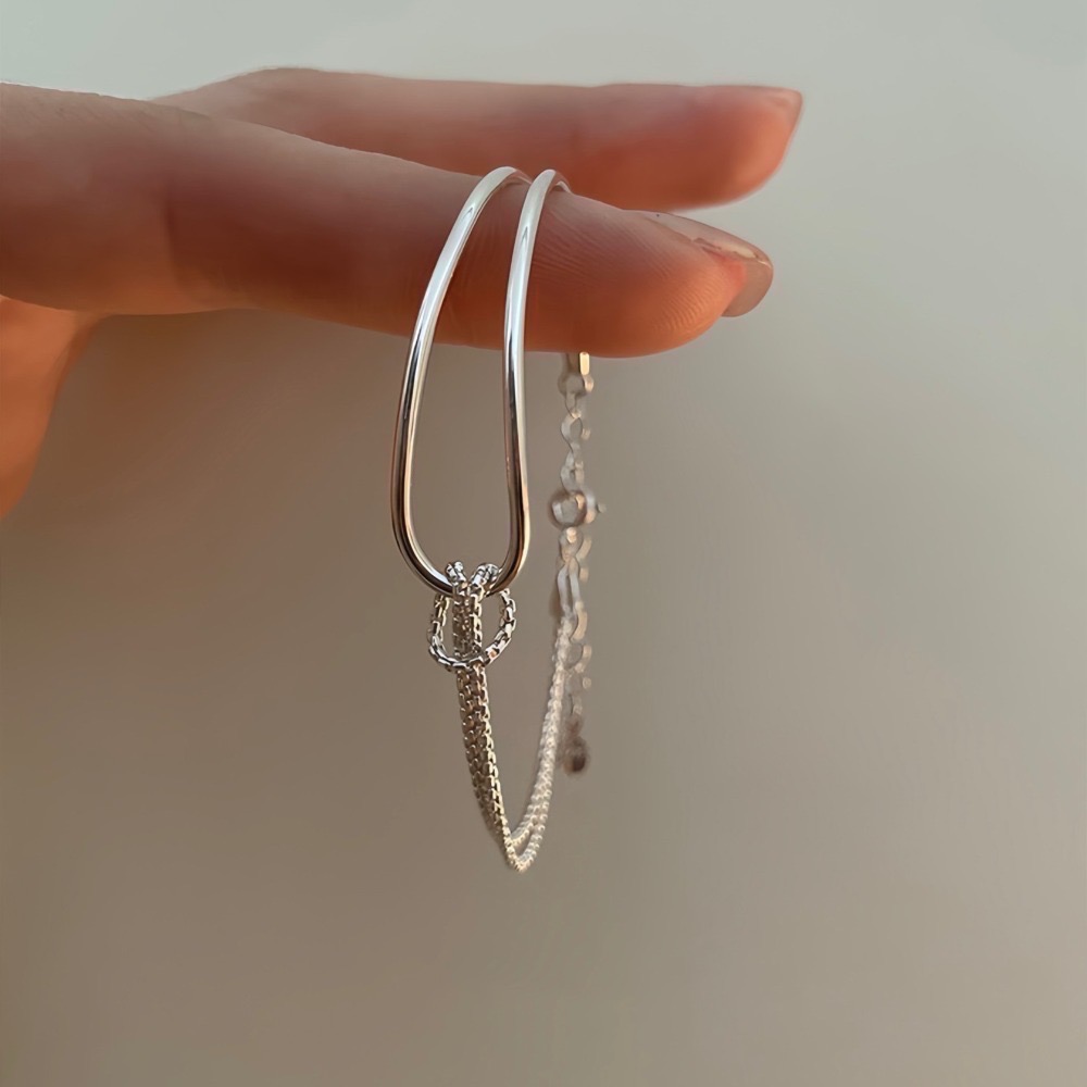 SUMMER韓 銀飾💫［925純銀］鐲鏈拼接設計 純銀手鍊-細節圖7