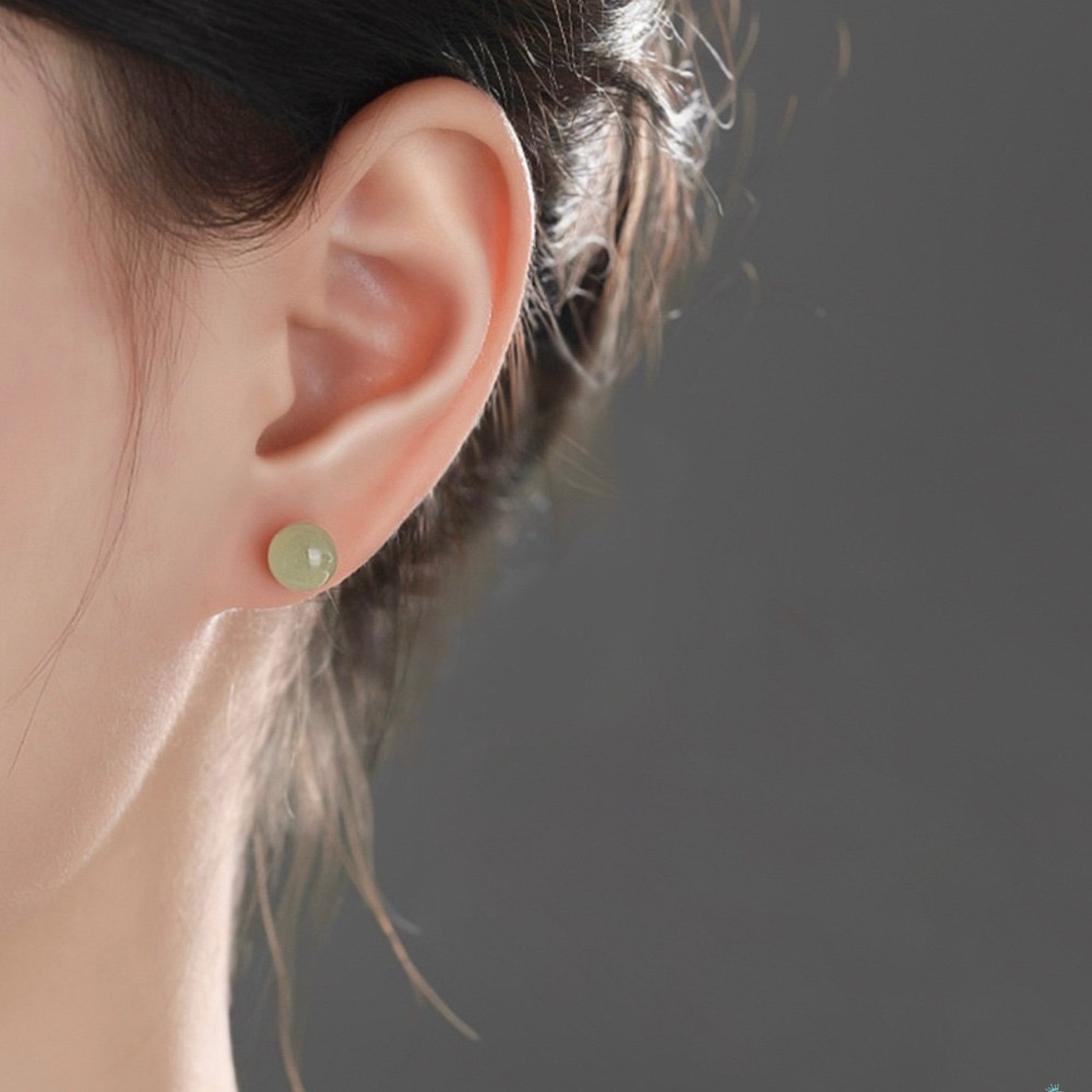 SUMMER 銀飾💫［999足銀］翠綠鎖珠式耳環 純銀耳環-細節圖4