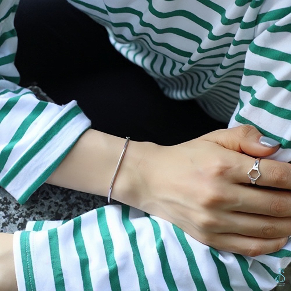 SUMMER 銀飾💫［925純銀］蛇骨圓身手鏈 男女可戴 訂製款多尺寸 純銀手鍊-細節圖7