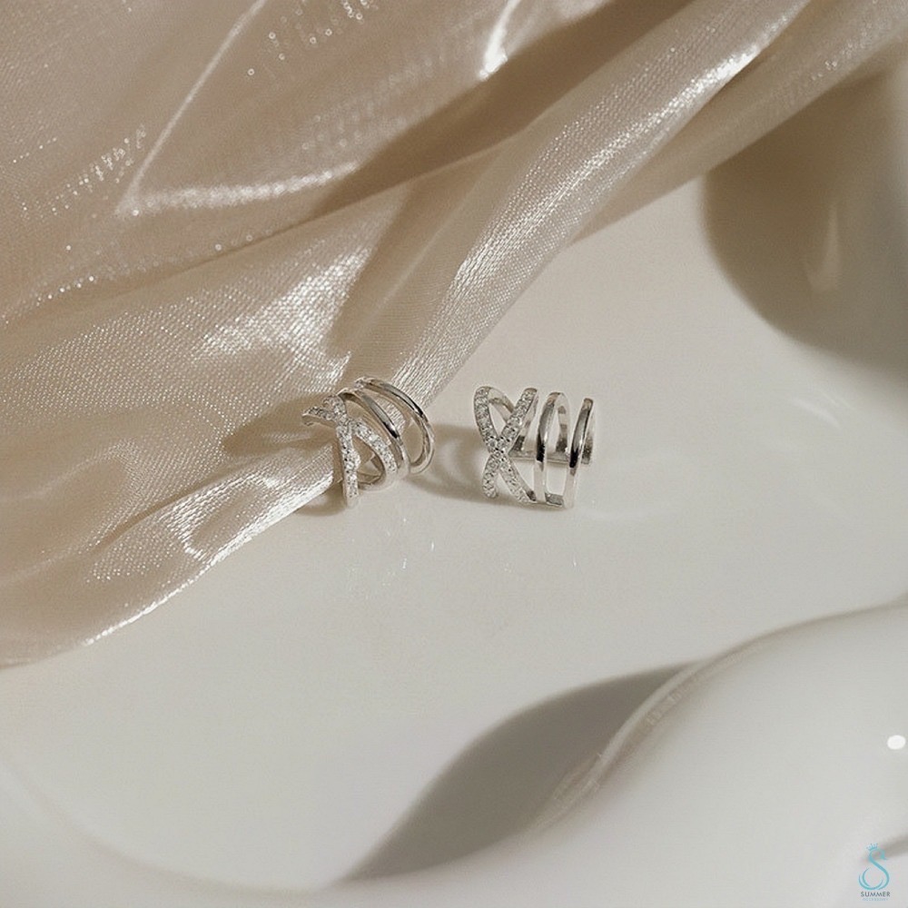 SUMMER 銀飾💫［925純銀］時尚設計感 多層次耳夾 耳骨夾 純銀耳環-細節圖5