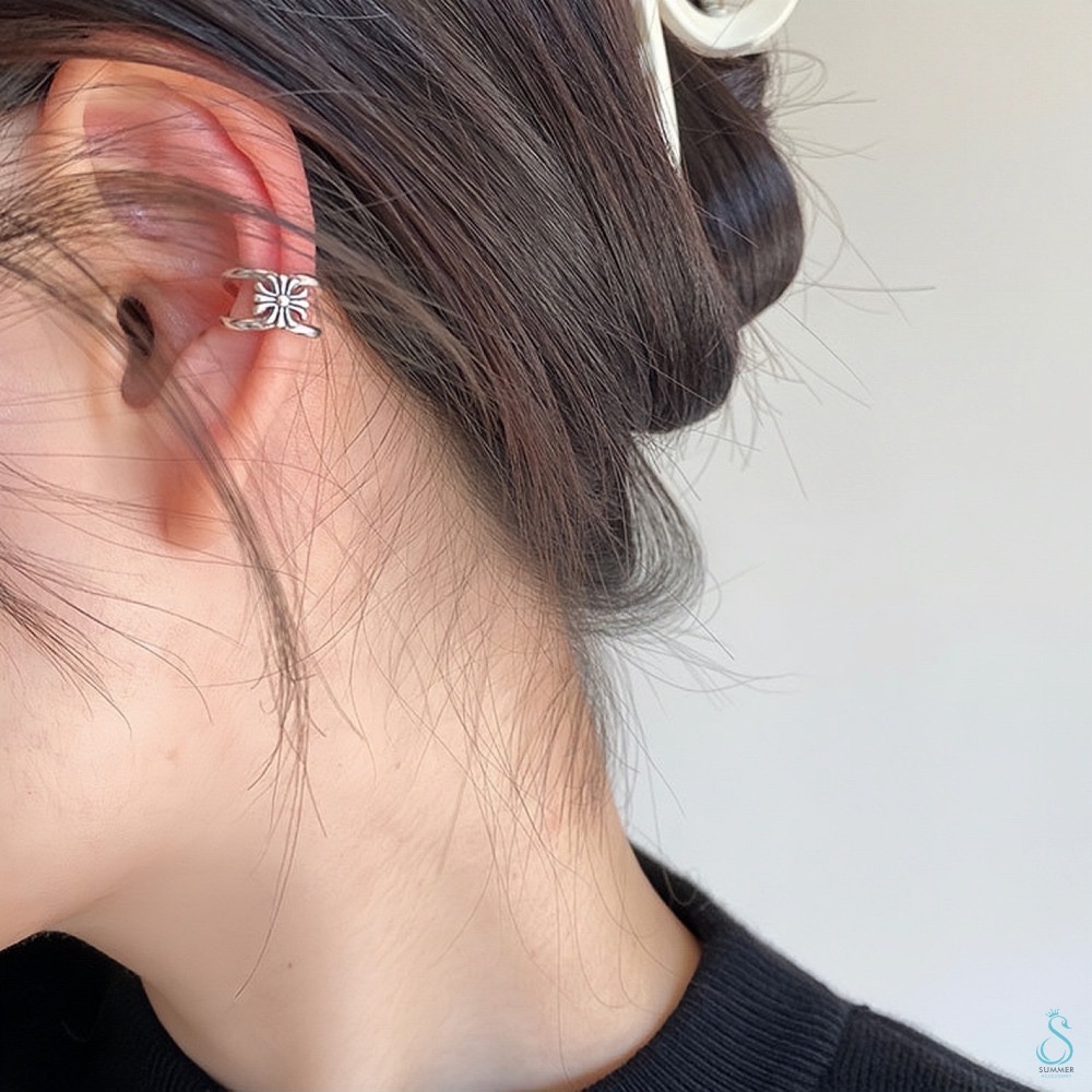 SUMMER 銀飾💫［925純銀］時尚潮流 復古十字架耳夾 耳骨夾 純銀耳環-細節圖2