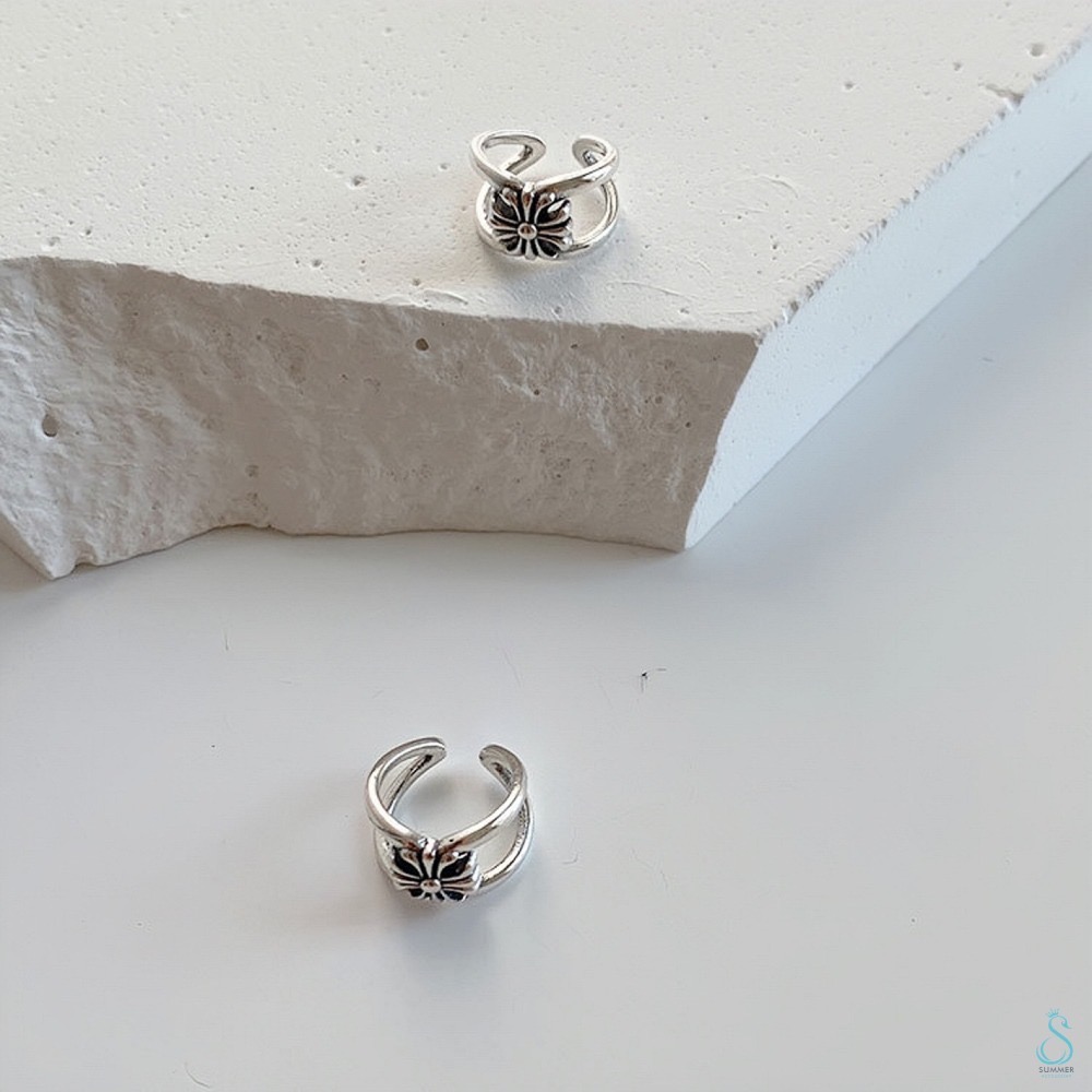 SUMMER 銀飾💫［925純銀］時尚潮流 復古十字架耳夾 耳骨夾 純銀耳環-細節圖3