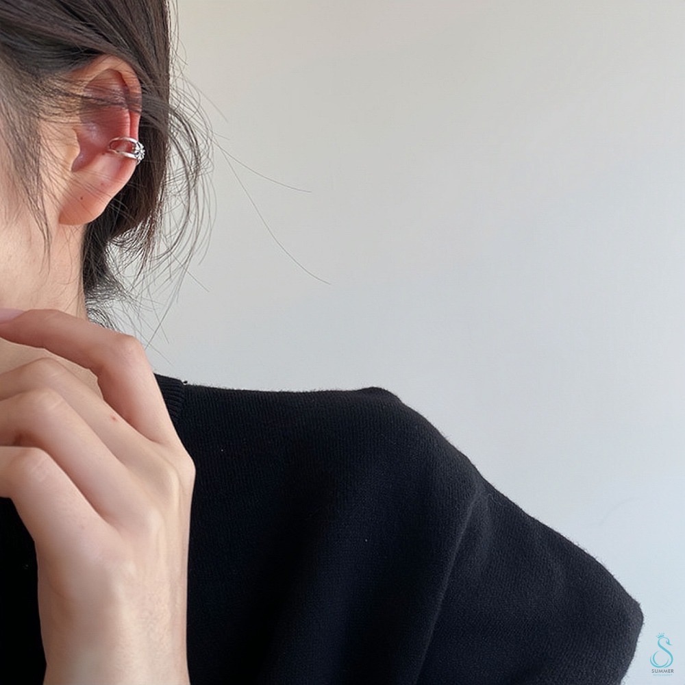 SUMMER 銀飾💫［925純銀］時尚潮流 復古十字架耳夾 耳骨夾 純銀耳環-細節圖4