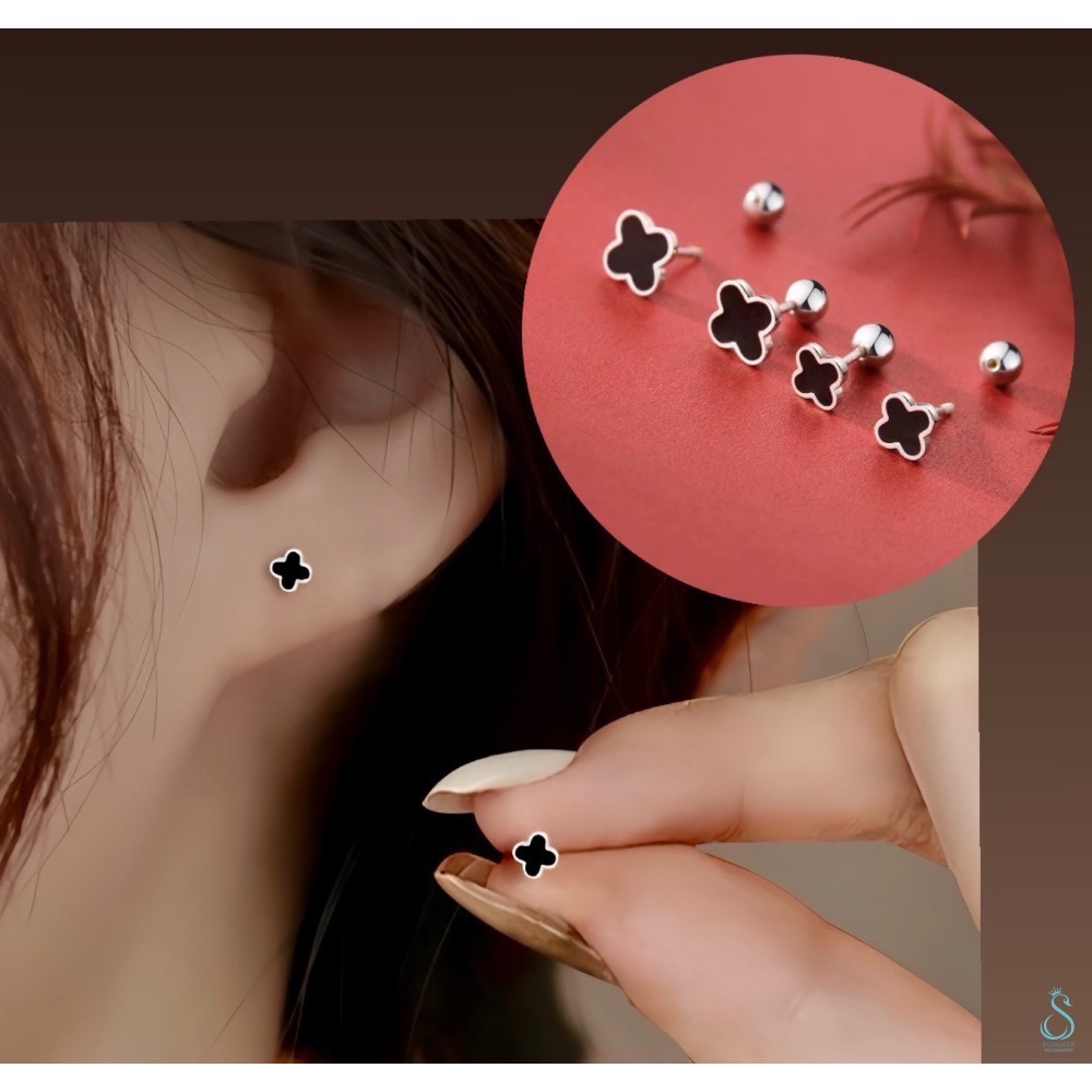 SUMMER 銀飾💫［925純銀］經典迷你幸運草耳環 鎖珠式耳環 純銀耳環-細節圖8