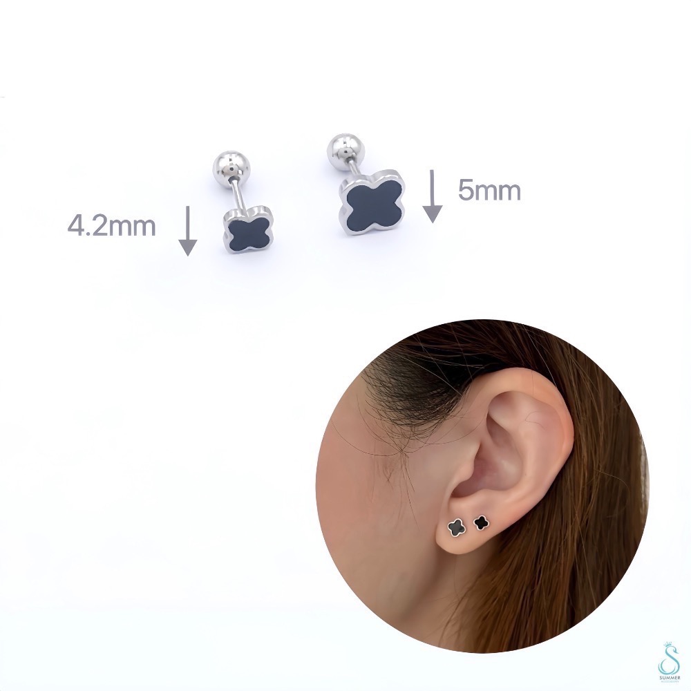 SUMMER 銀飾💫［925純銀］經典迷你幸運草耳環 鎖珠式耳環 純銀耳環-細節圖9