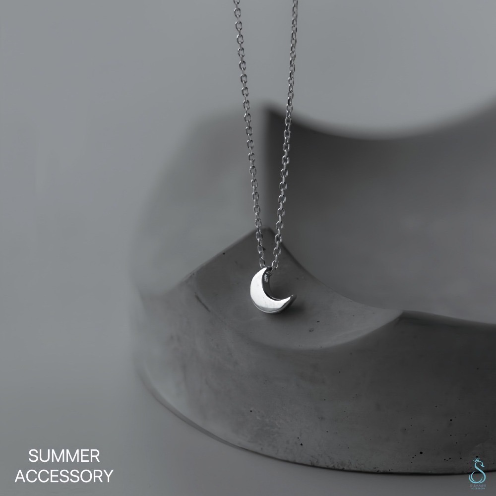 SUMMER 銀飾💫［925純銀］立體小彎月🌙純銀項鍊-細節圖4