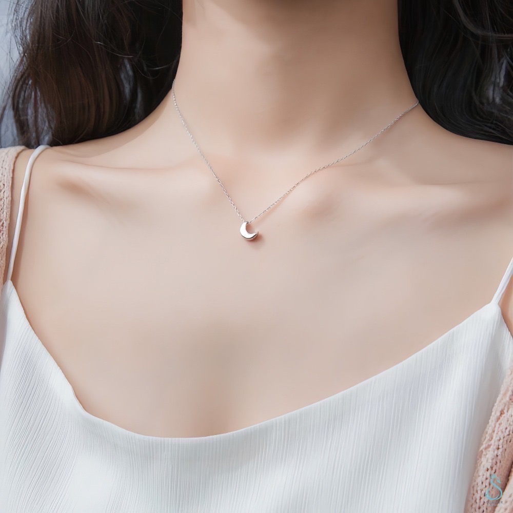 SUMMER 銀飾💫［925純銀］立體小彎月🌙純銀項鍊-細節圖8