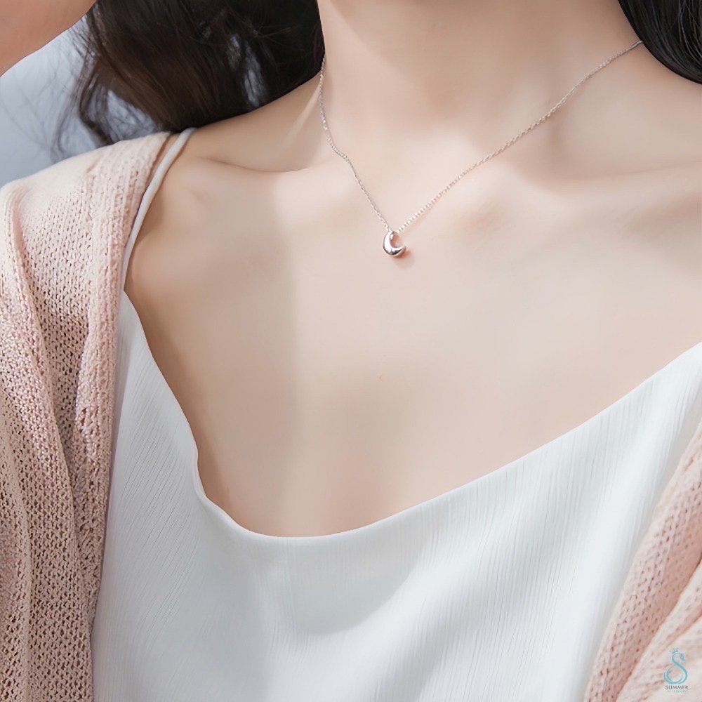 SUMMER 銀飾💫［925純銀］立體小彎月🌙純銀項鍊-細節圖9