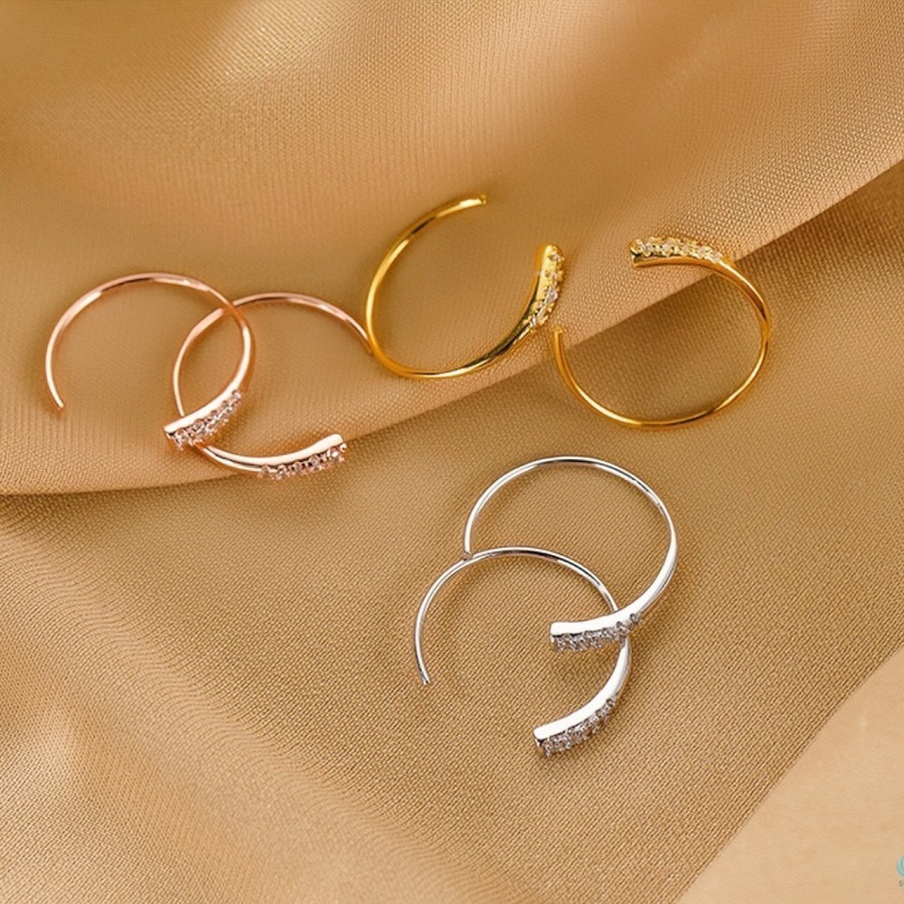 SUMMER韓 銀飾💫［925純銀］流星鑽C型耳環 （一款兩用/可適用耳骨夾）純銀耳環-細節圖2