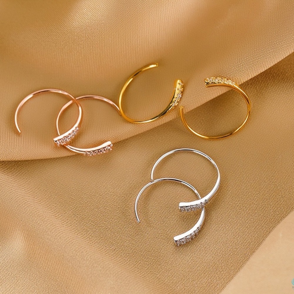 SUMMER韓 銀飾💫［925純銀］流星鑽C型耳環 （一款兩用/可適用耳骨夾）純銀耳環-細節圖2