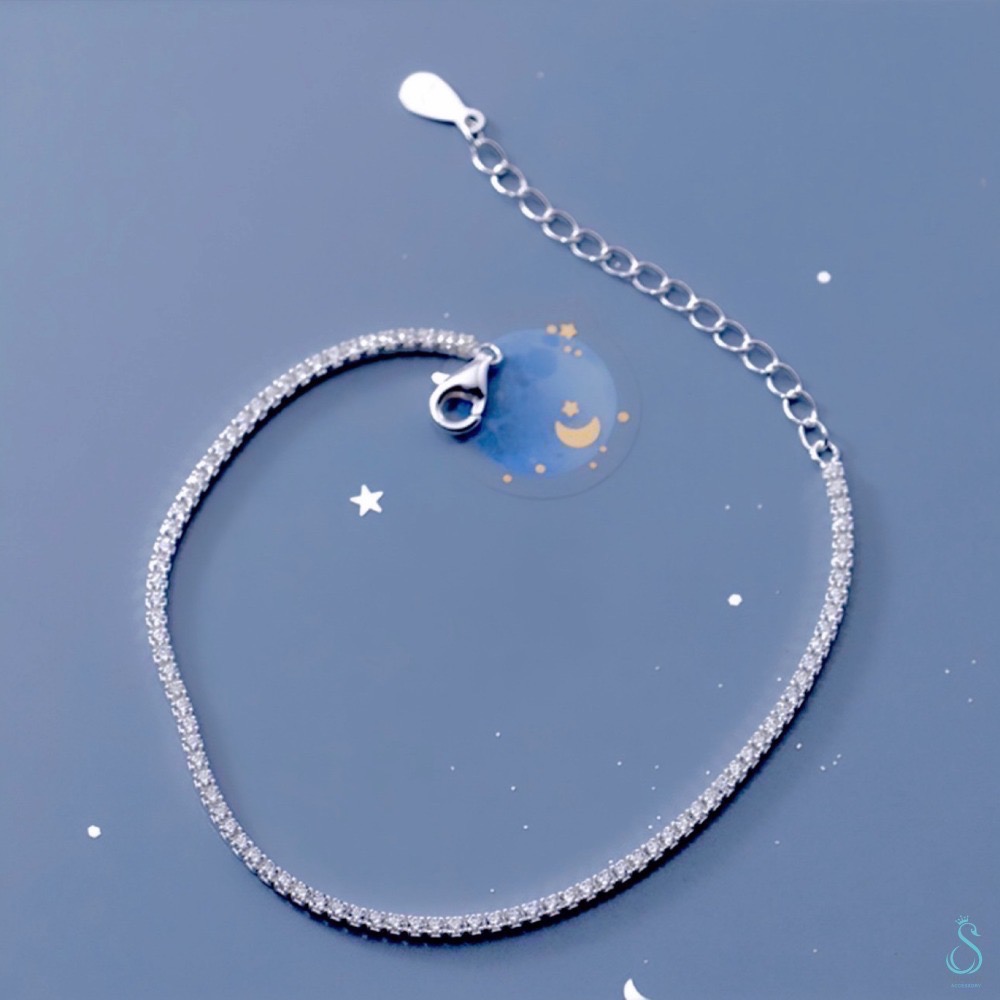 SUMMER韓 銀飾💫［925純銀］排滿鑽手鏈 純銀手鏈-細節圖2