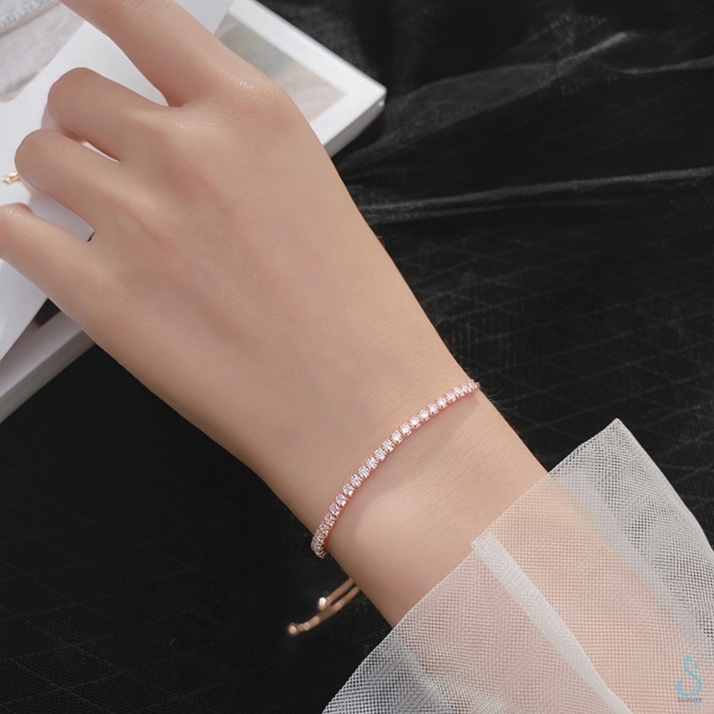 SUMMER韓 銀飾💫［925純銀］排滿鑽手鏈 純銀手鏈-細節圖3