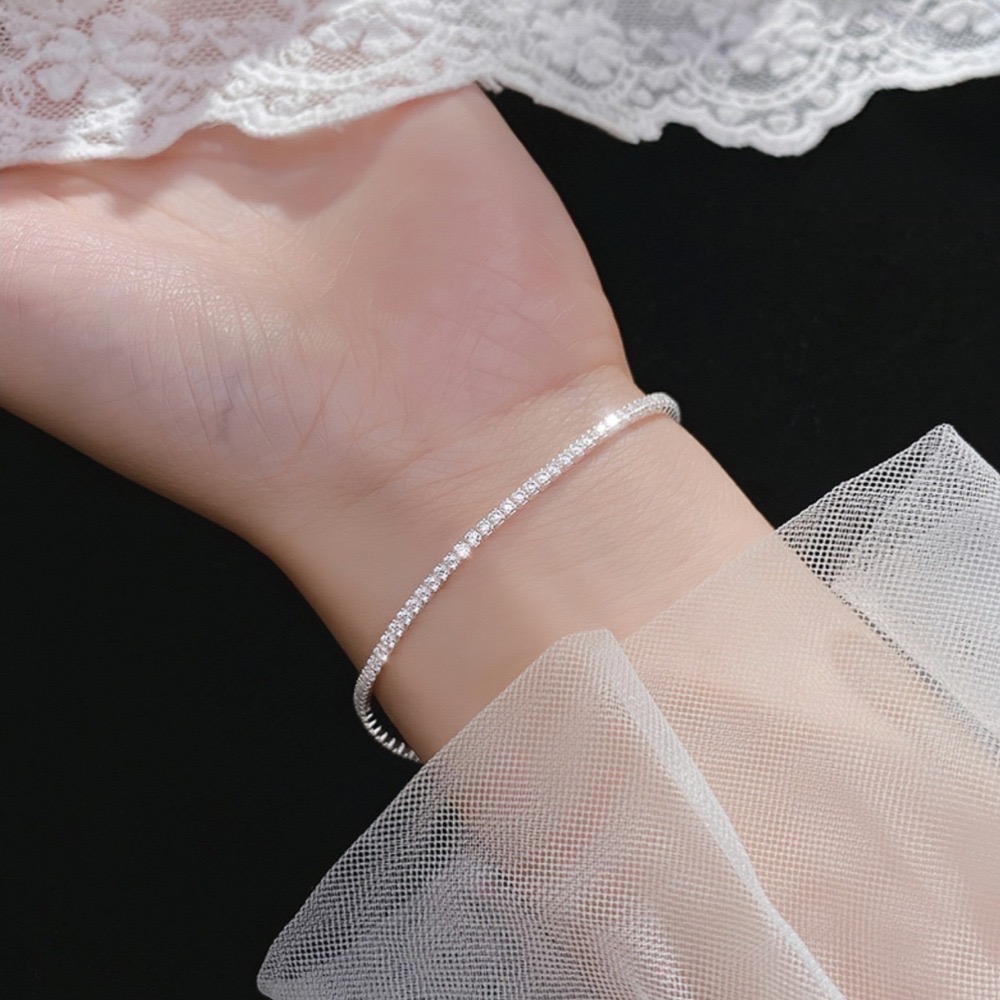 SUMMER韓 銀飾💫［925純銀］排滿鑽手鏈 純銀手鏈-細節圖7