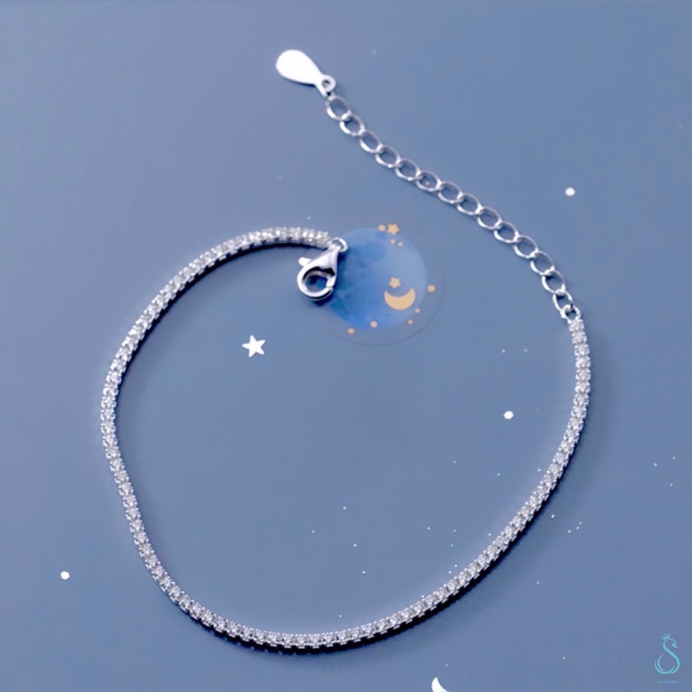 SUMMER韓 銀飾💫［925純銀］排滿鑽手鏈 純銀手鏈-細節圖2