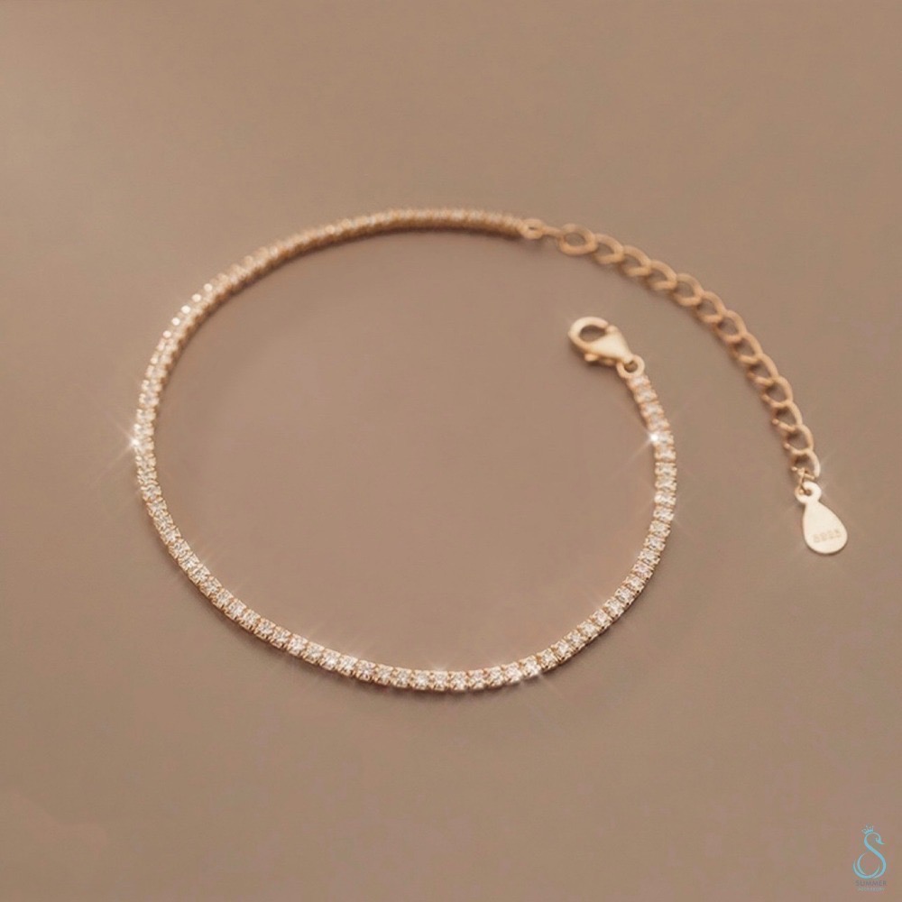 SUMMER韓 銀飾💫［925純銀］排滿鑽手鏈 純銀手鏈-細節圖4