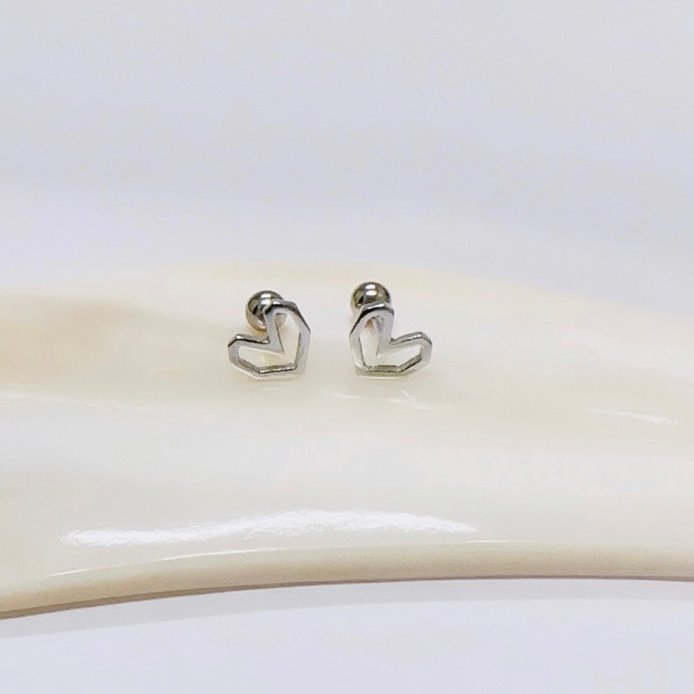 SUMMER 銀飾💫［925純銀］幾何心型耳環 鎖珠式耳環 純銀耳環-細節圖4