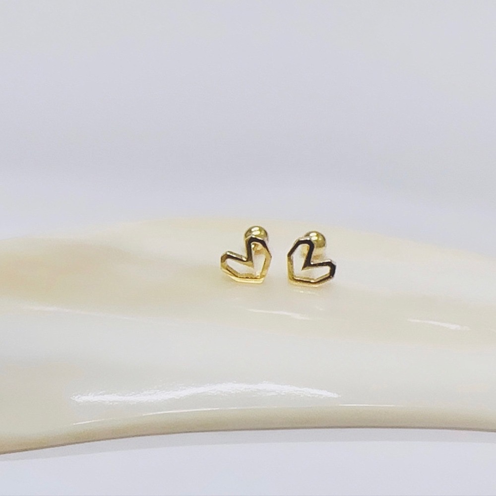 SUMMER 銀飾💫［925純銀］幾何心型耳環 鎖珠式耳環 純銀耳環-細節圖6