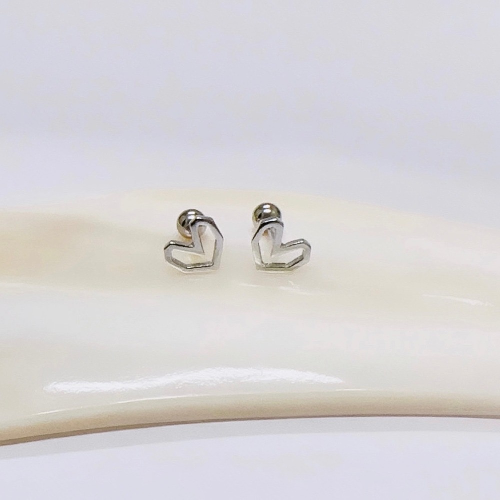 SUMMER 銀飾💫［925純銀］幾何心型耳環 鎖珠式耳環 純銀耳環-細節圖7