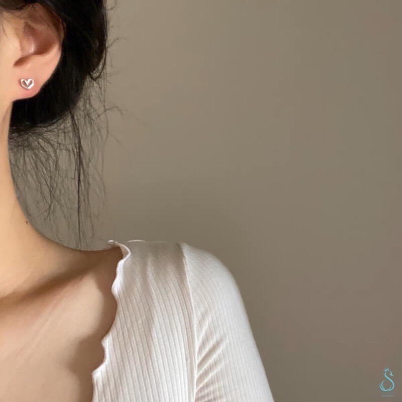 SUMMER 銀飾💫［925純銀］幾何心型耳環 鎖珠式耳環 純銀耳環-細節圖8