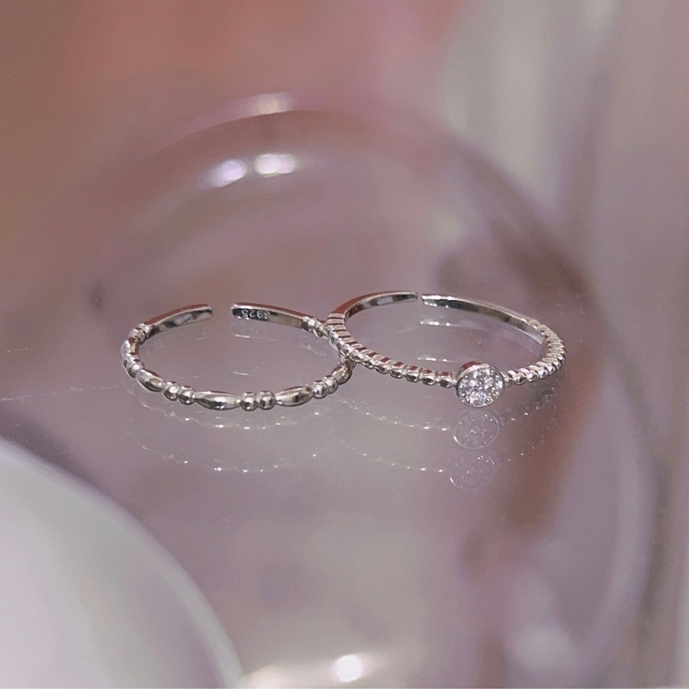 SUMMER 銀飾💫［925純銀］單鑽銀豆戒 復古幾何戒 純銀戒指-細節圖3