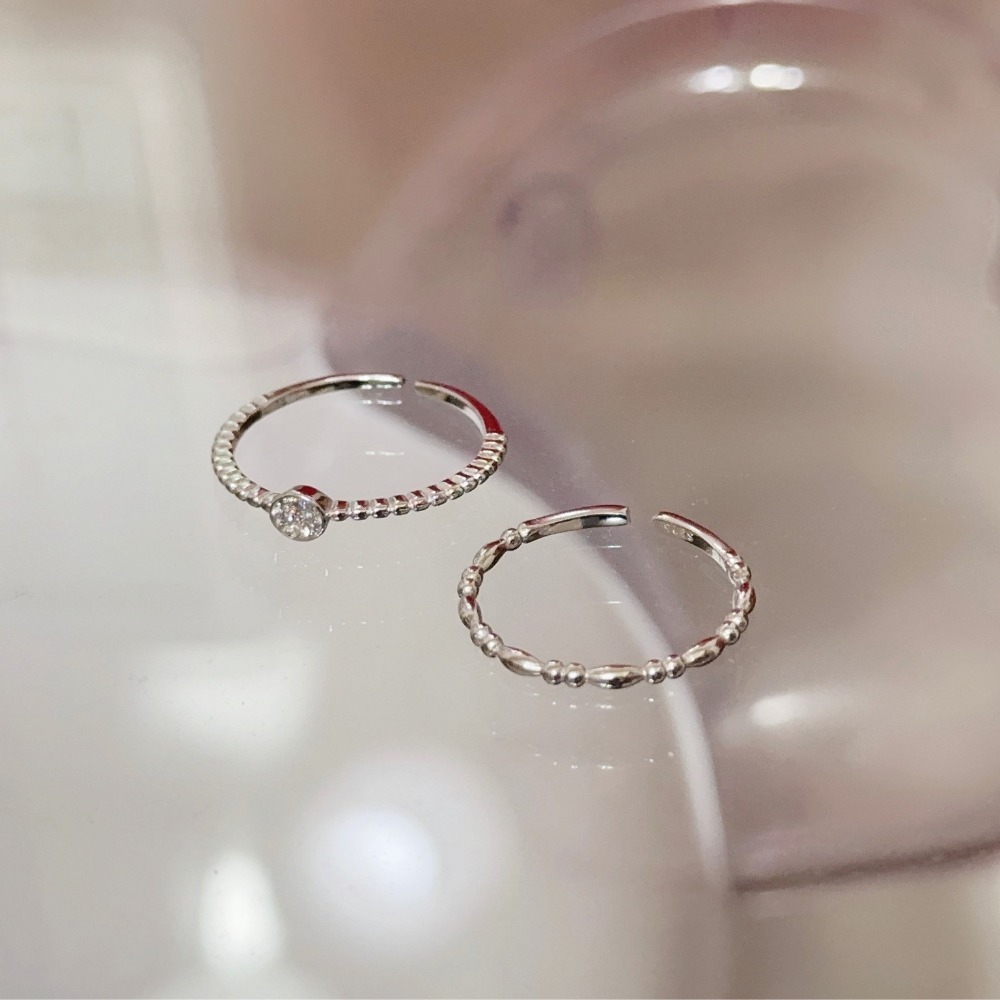 SUMMER 銀飾💫［925純銀］單鑽銀豆戒 復古幾何戒 純銀戒指-細節圖5