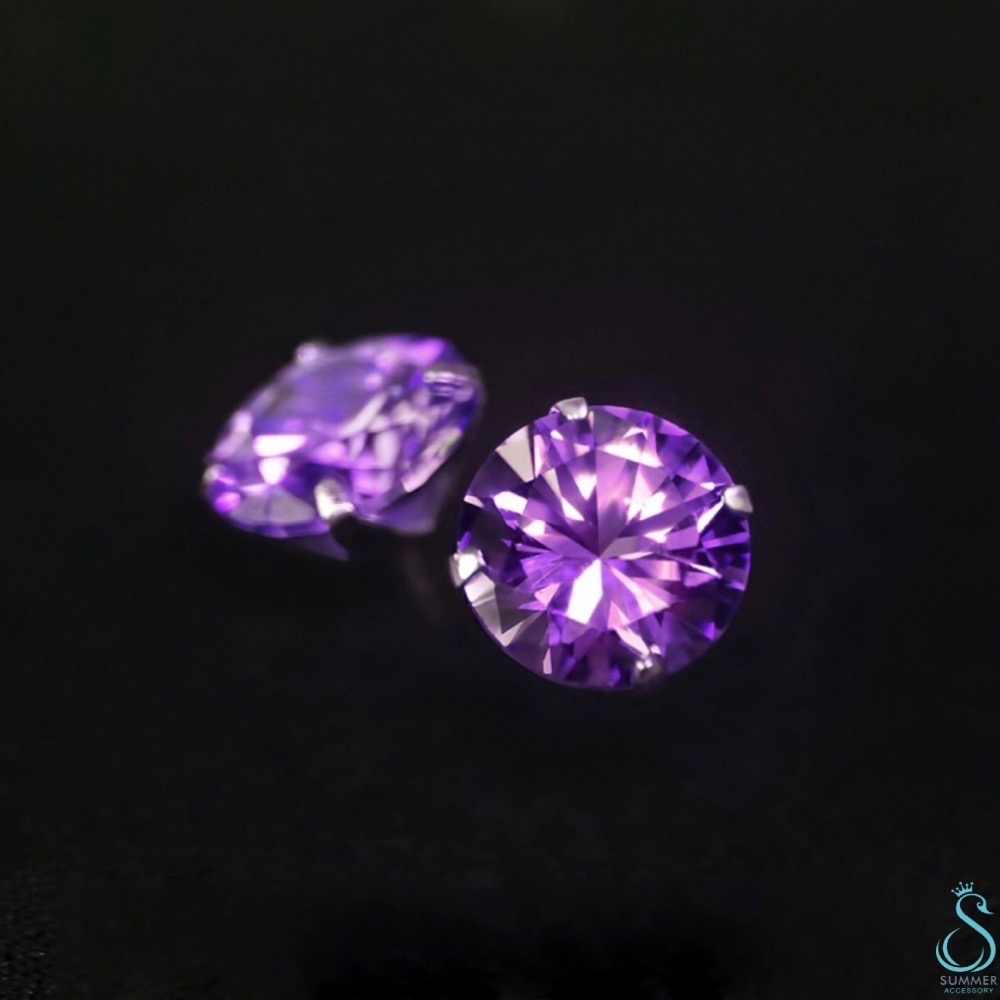 SUMMER 銀飾💫［925純銀］💎極簡水鑽耳針 （一對優惠價）彩鑽系列 平面服貼設計 純銀抗過敏 四爪鑽純銀耳環-細節圖7