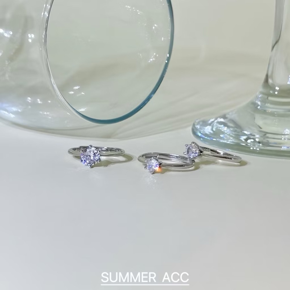 SUMMER 銀飾💫［925純銀］極簡水鑽戒指💎六爪鑽美戒 純銀戒指-細節圖5