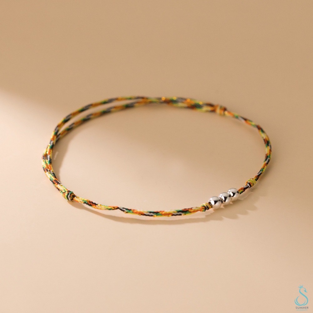 SUMMER 銀飾💫［925純銀］🙏黃大仙代客過爐祈福🙏 開運招財 避邪保平安 細緻基礎款五色線手繩  純銀手鏈-細節圖2