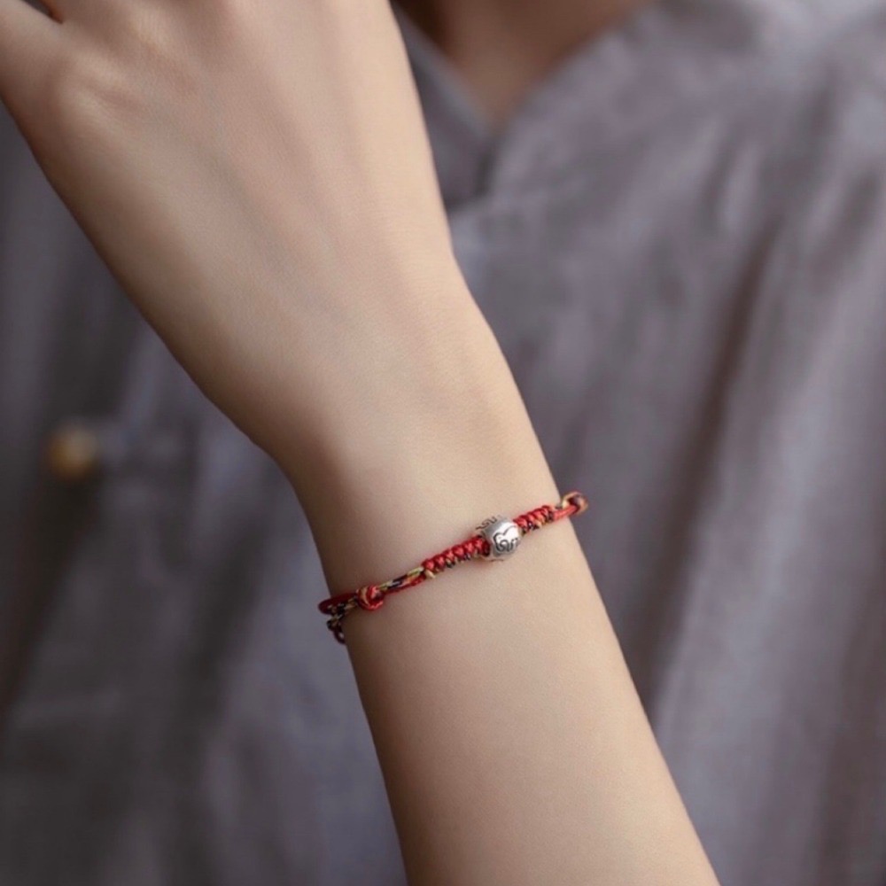 SUMMER 銀飾💫［925純銀］吉象純銀手繩 開運招財吉祥 避邪保平安 五色線手繩 純銀手鏈-細節圖7