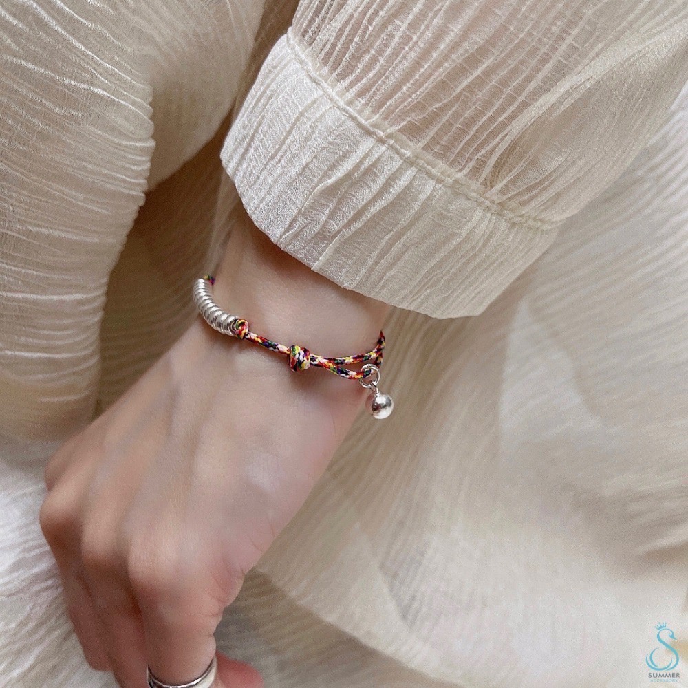 SUMMER 銀飾💫［925純銀］開運招財 避邪保平安 七色線手繩 含五色線功效 純銀手鍊-細節圖3