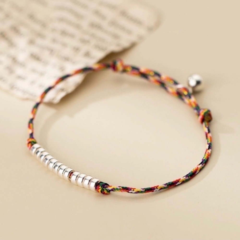 SUMMER 銀飾💫［925純銀］開運招財 避邪保平安 七色線手繩 含五色線功效 純銀手鍊-細節圖5