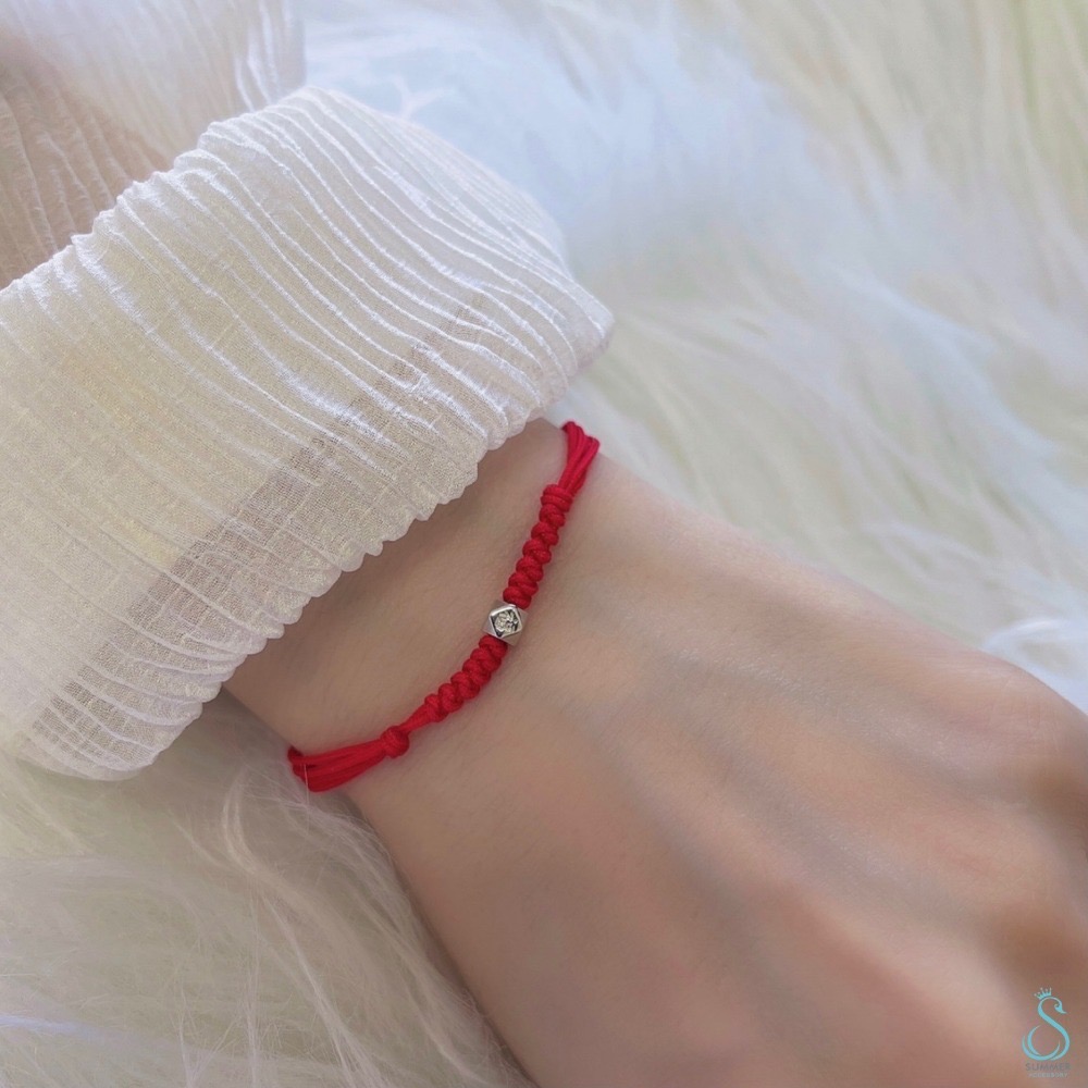 SUMMER 銀飾💫［925純銀］福字 手作紅繩手鍊 祈福 親子款 純銀手鏈-細節圖2