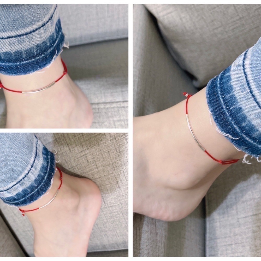 SUMMER 銀飾💫［925純銀］幸運紅繩 手鍊 腳鍊 轉運 招桃花姻緣 避邪黑繩情侶款腳鍊-細節圖6
