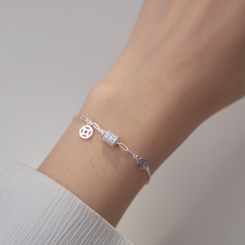 SUMMER 銀飾💫［925純銀］🉐轉運輪 💰招財錢幣手鏈 純銀手鏈-細節圖8