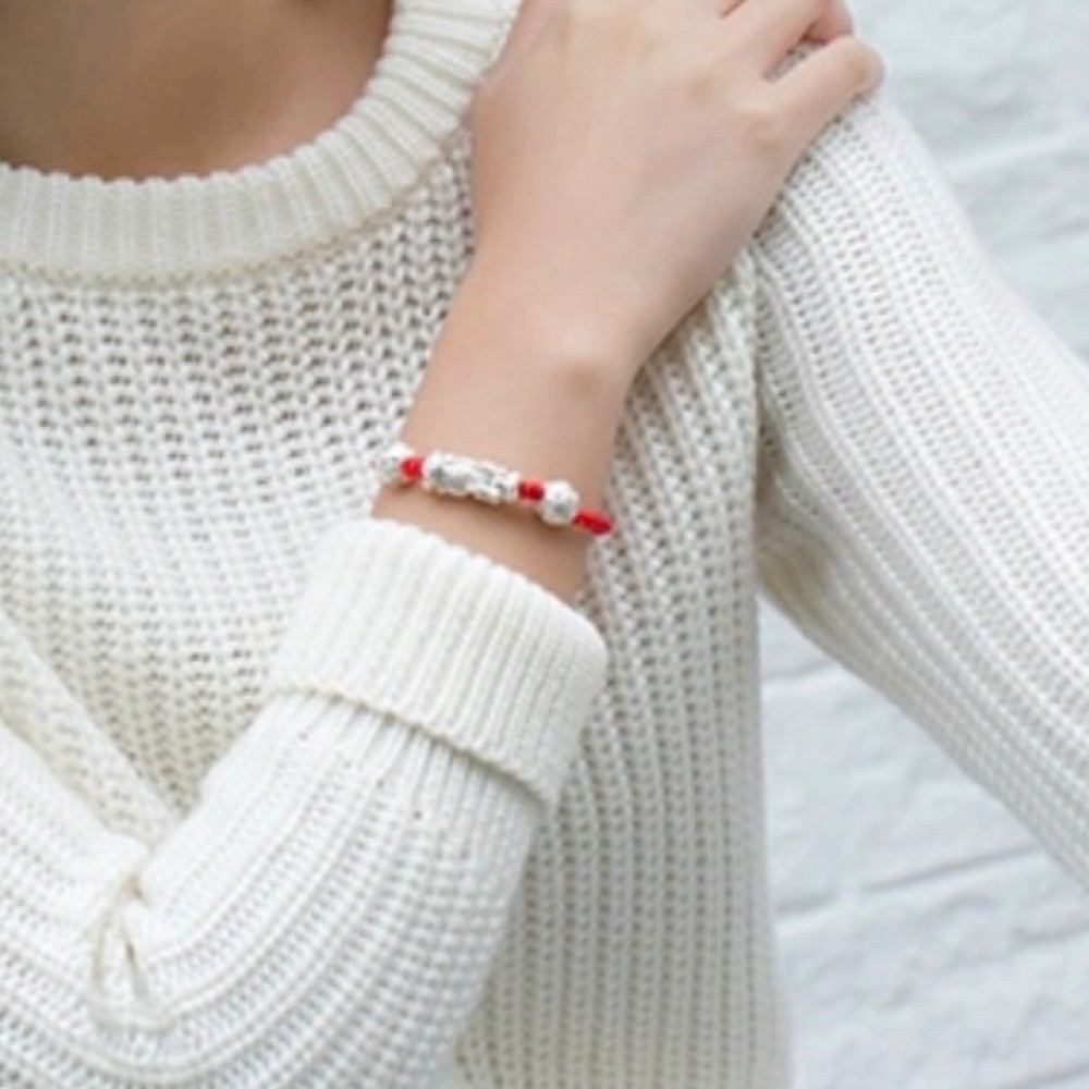 SUMMER 銀飾💫［999足銀］ 招財避邪貔貅紅繩 黑繩 開運轉運 男女皆可佩戴 情侶款-細節圖7