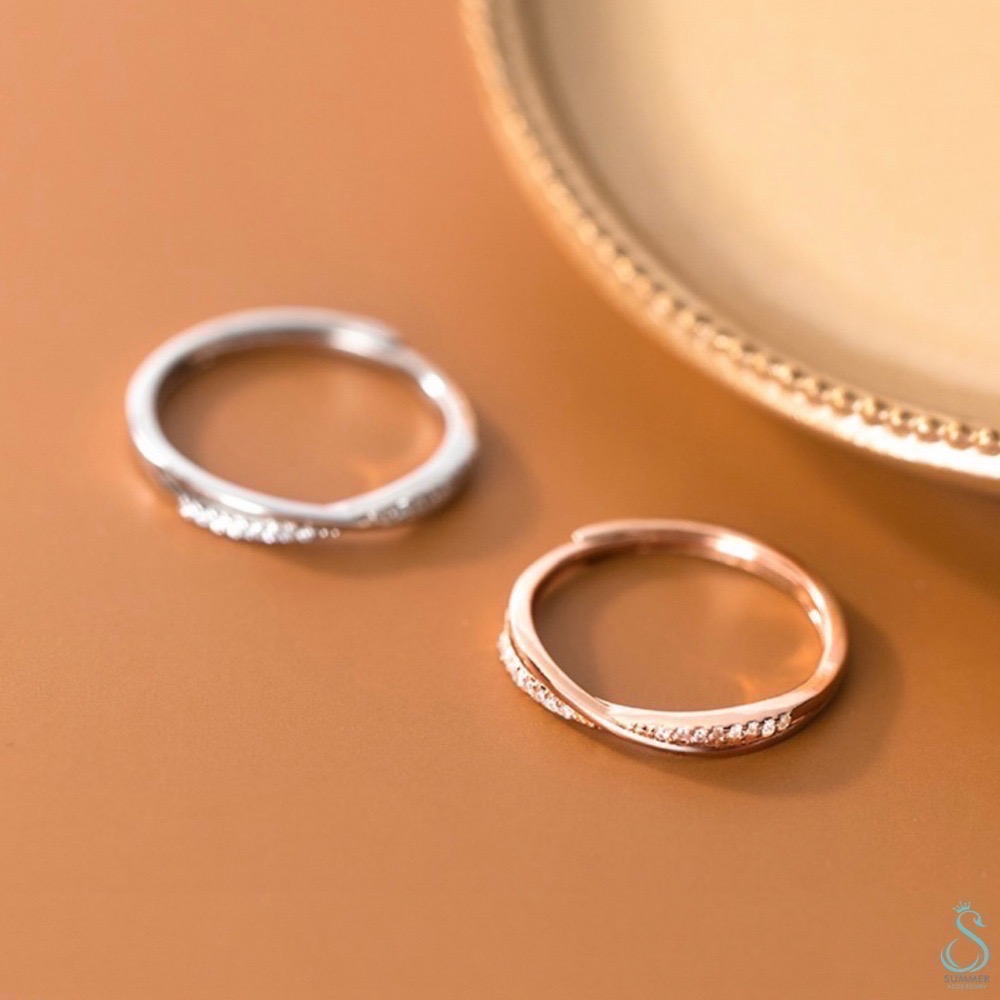 SUMMER 銀飾💫［925純銀］極細 交叉線戒 純銀戒指 純銀飾品 可調戒圍-細節圖2