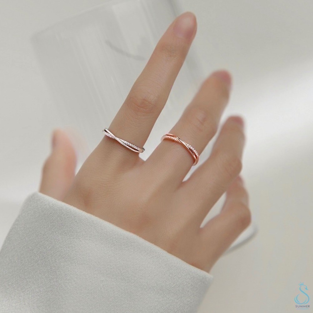 SUMMER 銀飾💫［925純銀］極細 交叉線戒 純銀戒指 純銀飾品 可調戒圍-細節圖3