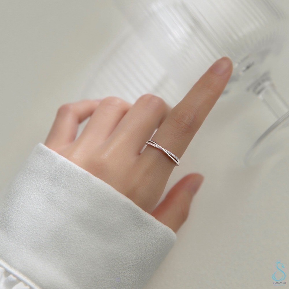 SUMMER 銀飾💫［925純銀］極細 交叉線戒 純銀戒指 純銀飾品 可調戒圍-細節圖7