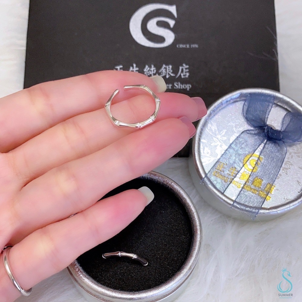 SUMMER 銀飾💫［925純銀］防小人🎋（節節高升）竹節尾戒 ［代購/香港正生純銀］純銀戒指-細節圖3