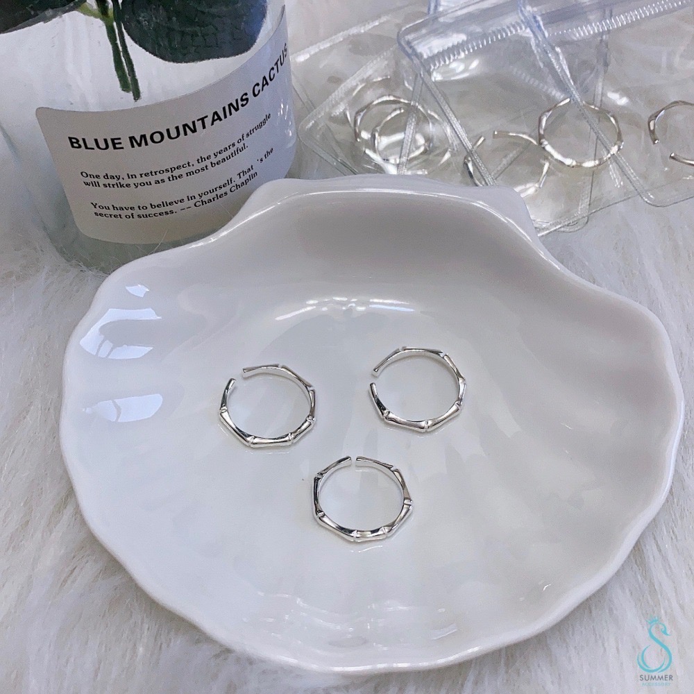 SUMMER 銀飾💫［925純銀］防小人🎋（節節高升）竹節尾戒 ［代購/香港正生純銀］純銀戒指-細節圖5