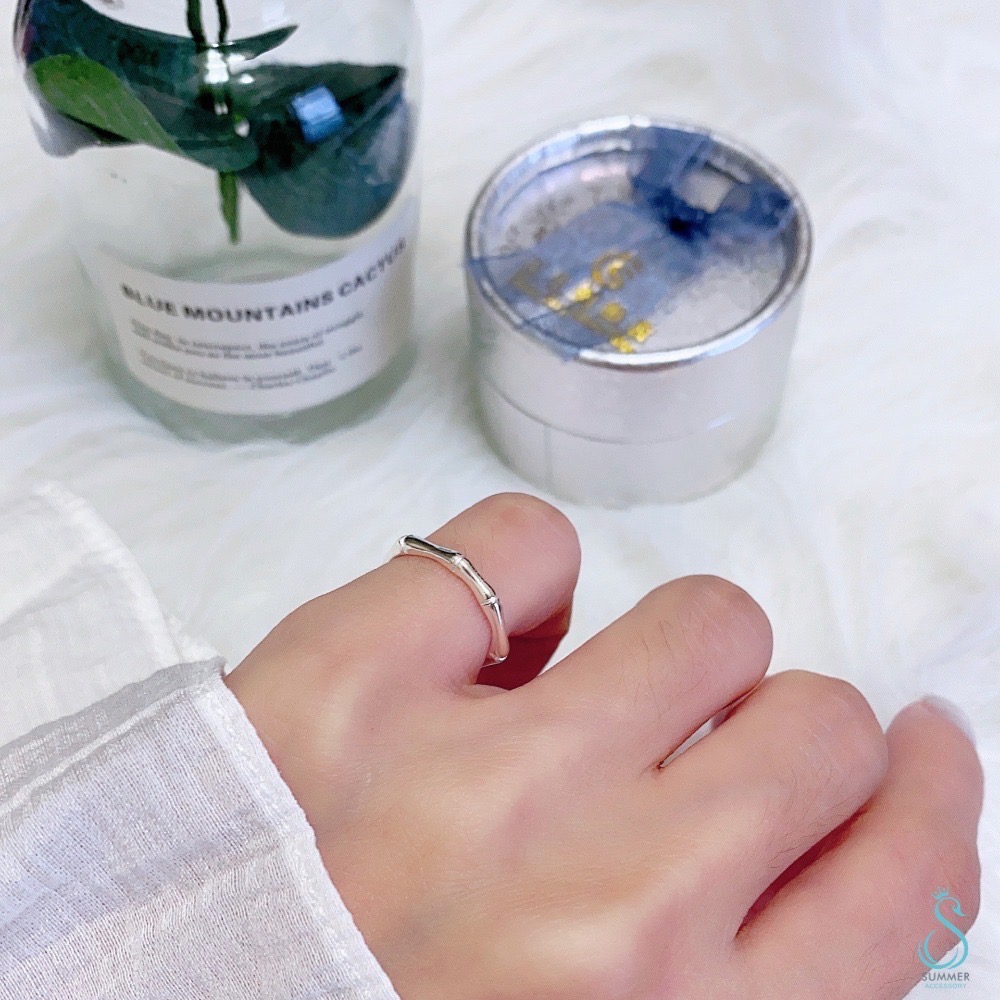 SUMMER 銀飾💫［925純銀］防小人🎋（節節高升）竹節尾戒 ［代購/香港正生純銀］純銀戒指-細節圖6