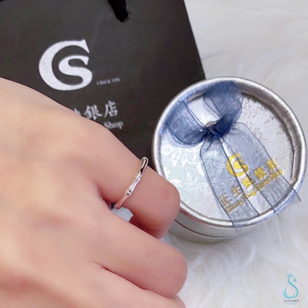 SUMMER 銀飾💫［925純銀］防小人🎋（節節高升）竹節尾戒 ［代購/香港正生純銀］純銀戒指-細節圖4