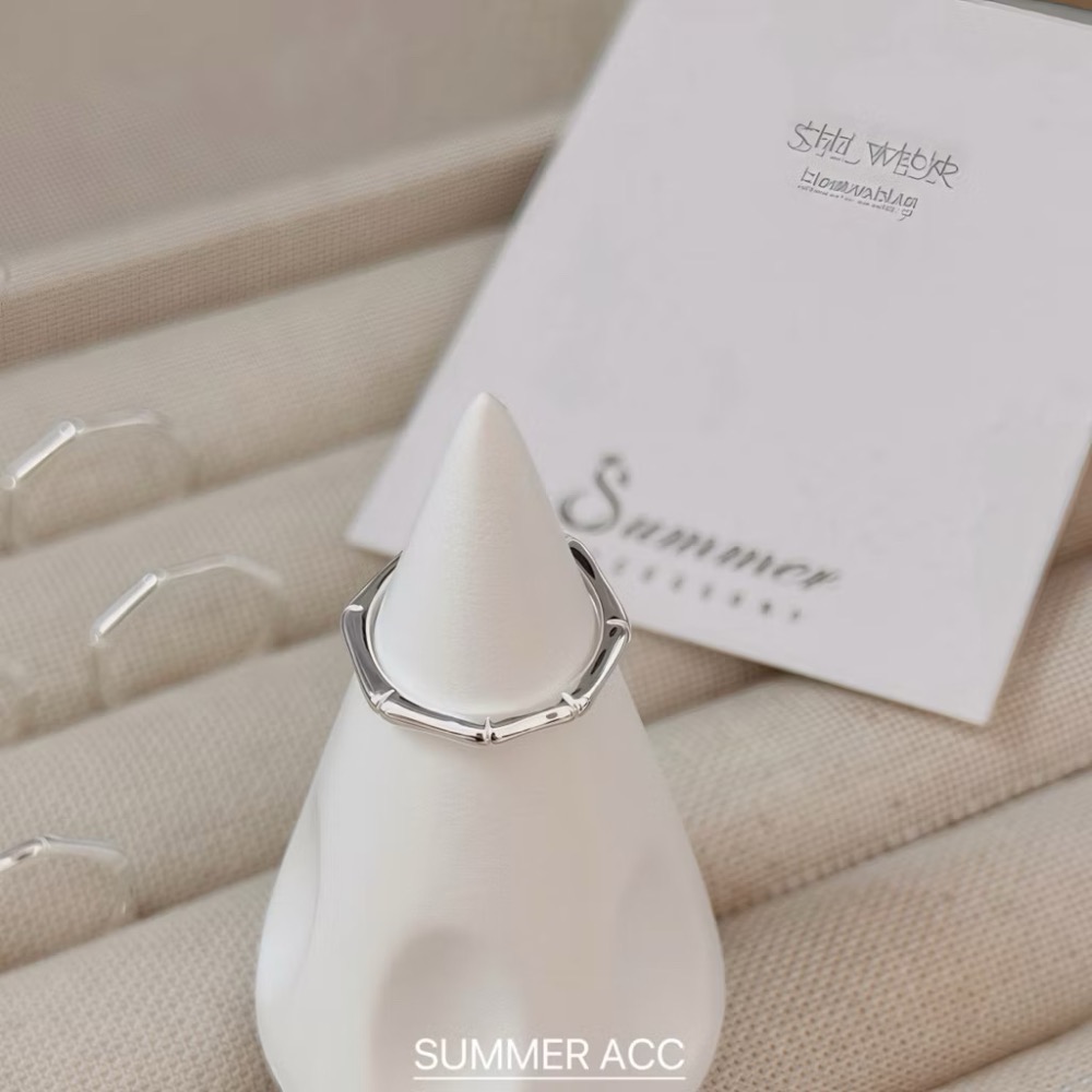 SUMMER 銀飾💫［925純銀］防小人🎋（節節高升）竹節尾戒 ［代購/香港正生純銀］純銀戒指-細節圖3